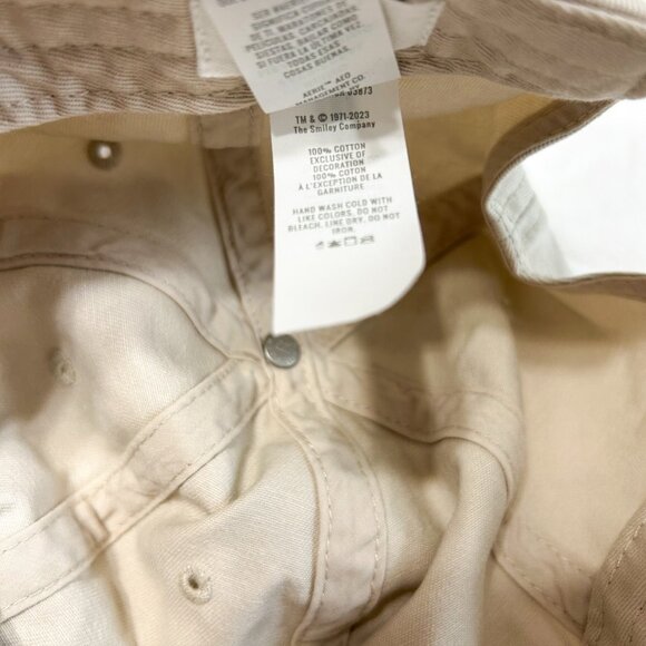 NWOT Aerie Smiley Face Embroidered Baseball Cap Adjustable Strap O/S Beige Blue - Picture 4 of 4